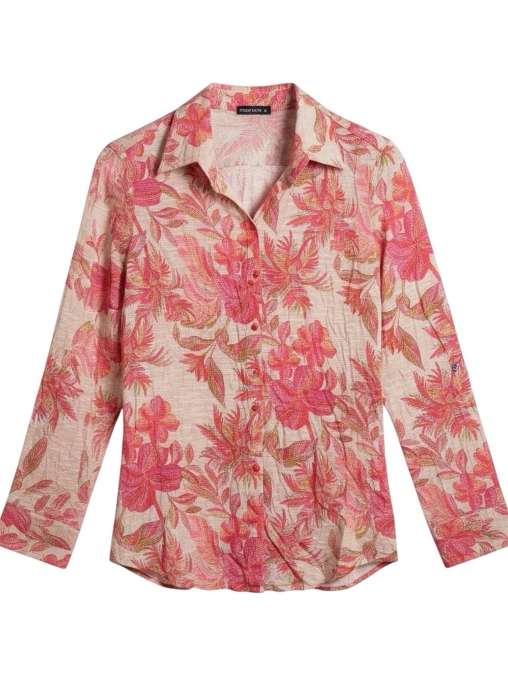 David Cline Crushed 3/4 Sleeve Flame Shirt Snap Button Front Size Medium